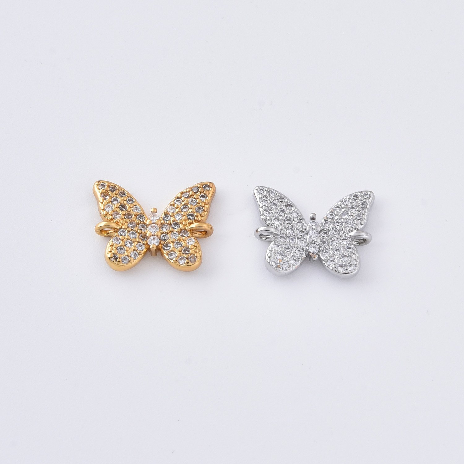 Gold Butterfly Connector, Dainty Link Connector, Cubic Mariposa Charm Connector for Necklace Bracelet Component, 14x11mm, CN365A