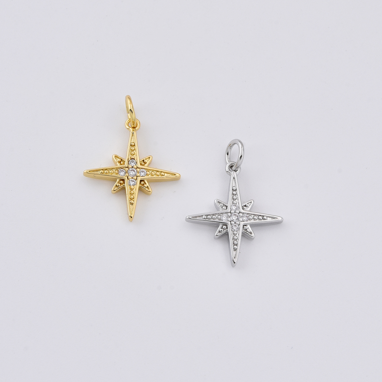 Gold Filled North Star Charm, CZ Compass Star Pendant for DIY Necklace Bracelet Jewelry Making, Celestial Minimalist Gift for Her, CP315