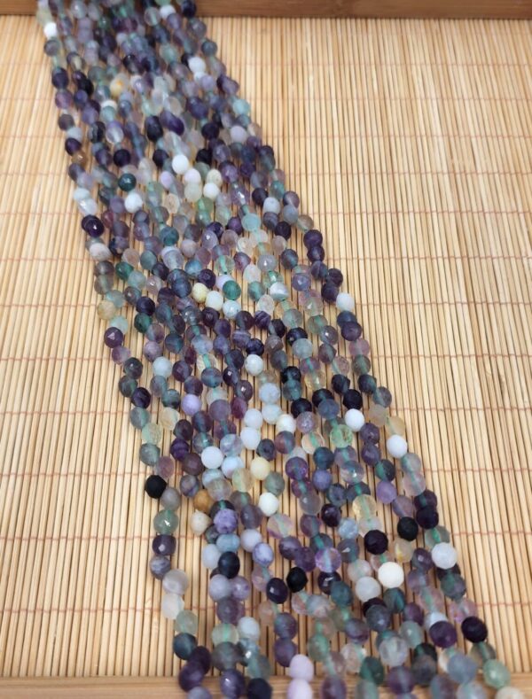 High Quality Fluorite Onion Cut Gemstone, Water Drop Cut (Top Side Drill Hole = 1mm), Natural Faceted Round Beads 6mm, PRP788 - Image 3