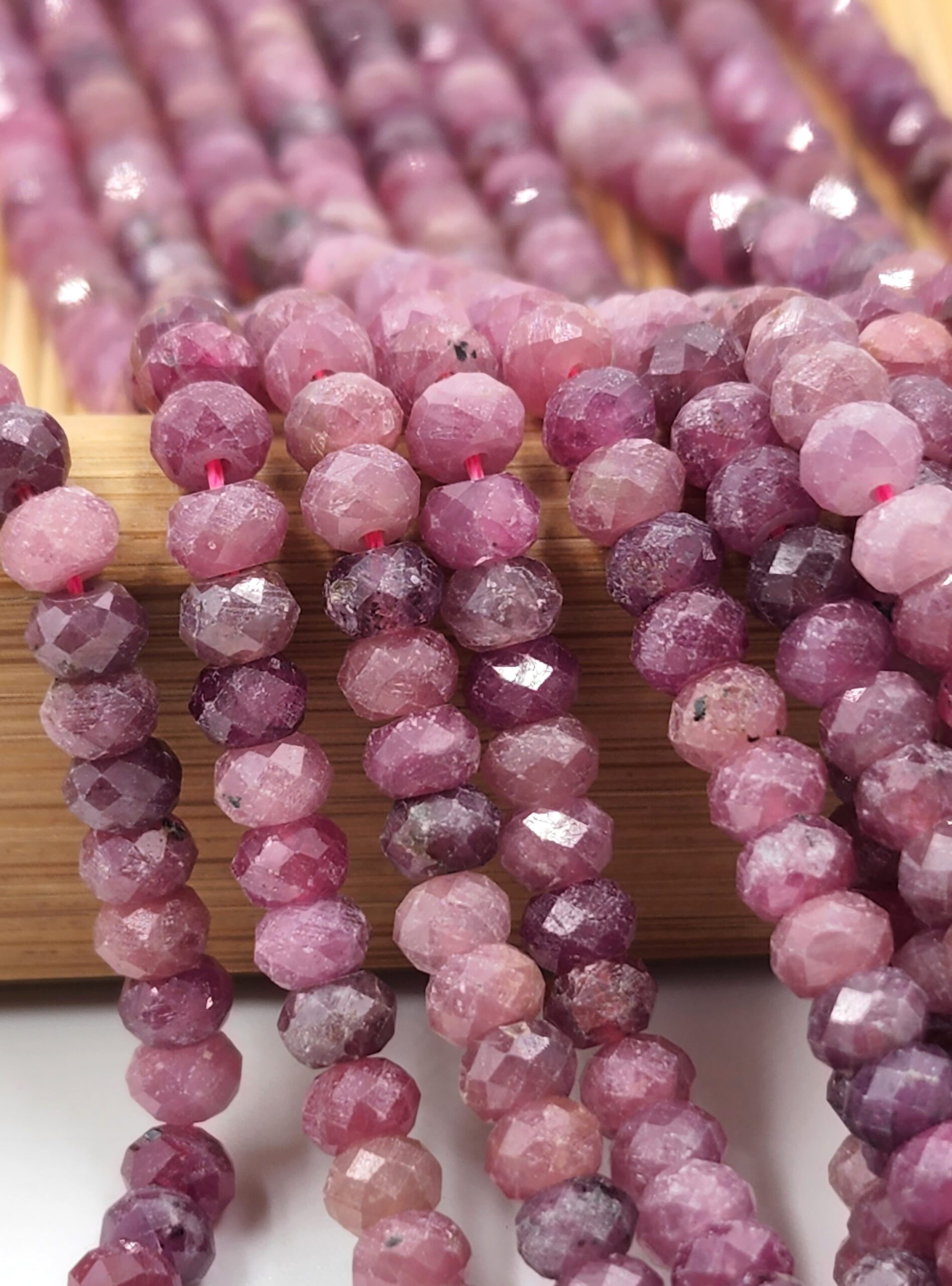 02x4mm Natural Faceted Brazil Red Ruby Rondelle Loose Beads 15" AAA