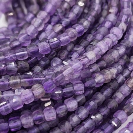 Natural Amethyst Cube Beads Genuine Real Purple Grade AAA Amethyst Gemstone Beads 15.5" Strand 3x3mm, PRP807