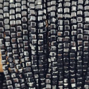 Black Spinel Cube Gemstone, High Quality Grade AAA Cube Beads 3x3mm, 15.5" Strand PRP809
