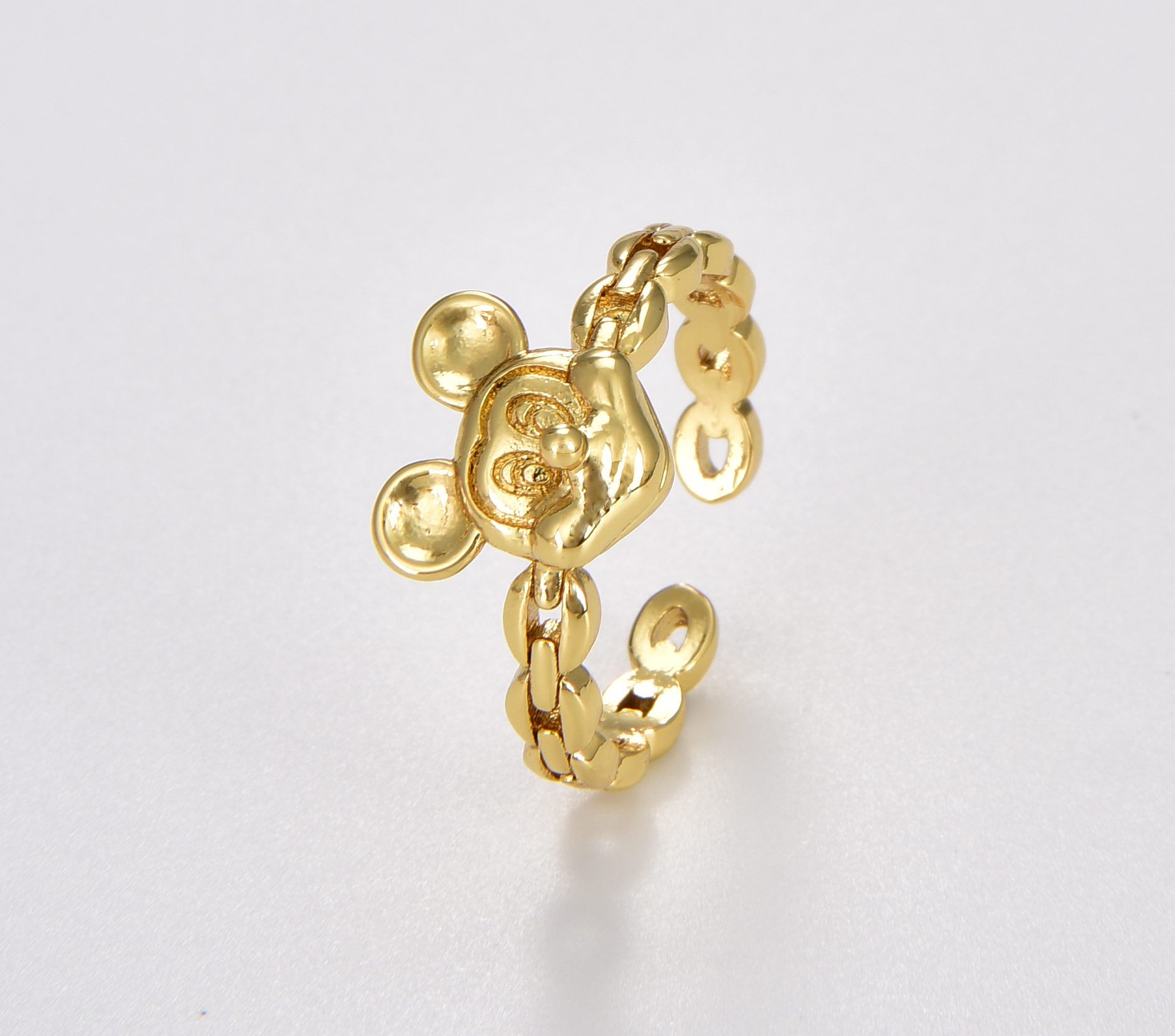 Disney Mickey Mouse Delicate Ring 14 Yellow Gold Ring for Gift