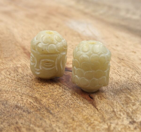 Carved Stone Jade Buddha Beads , Jewelry Making Supply,  Carved Stone Buddha Beads Sold by bead 18x14mm, PRP818 - Image 2