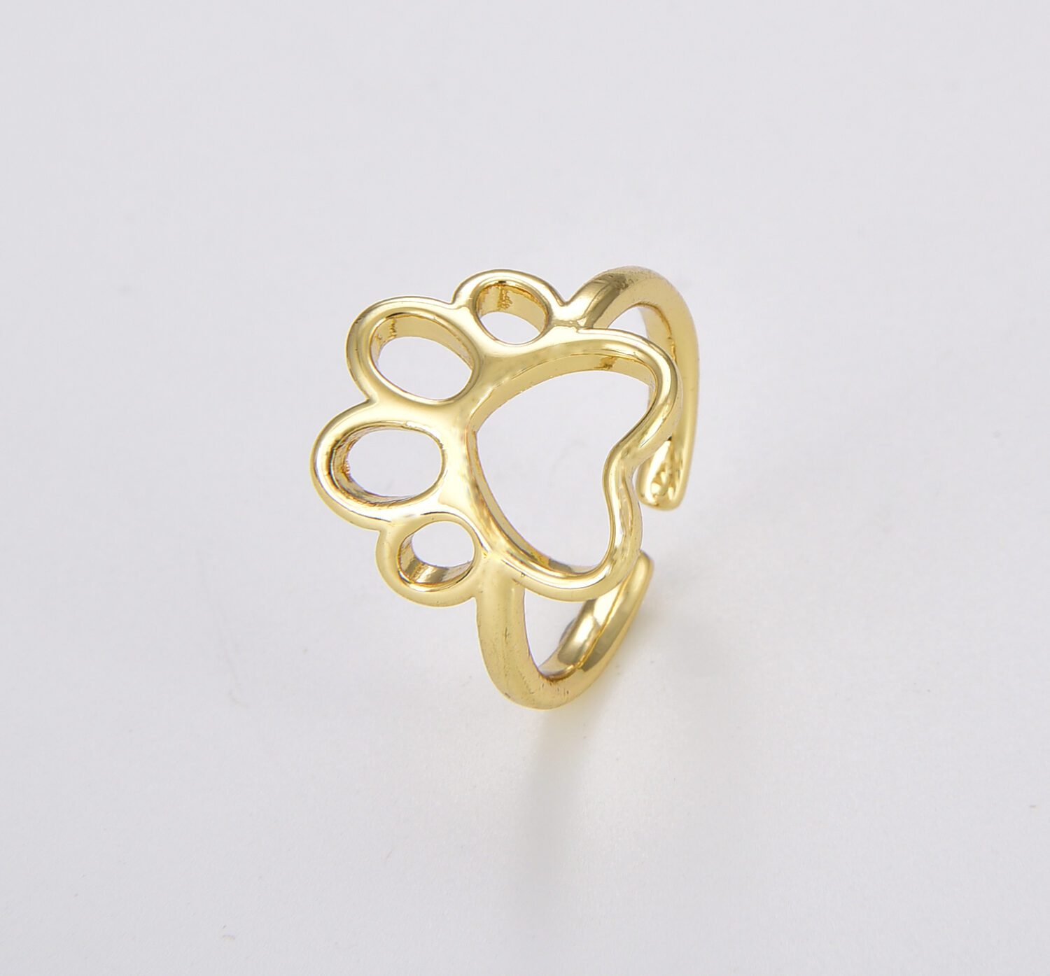 Cute Dog Paw Ring Plated Kpop Style Jewelry Adjustable Cuff - Temu