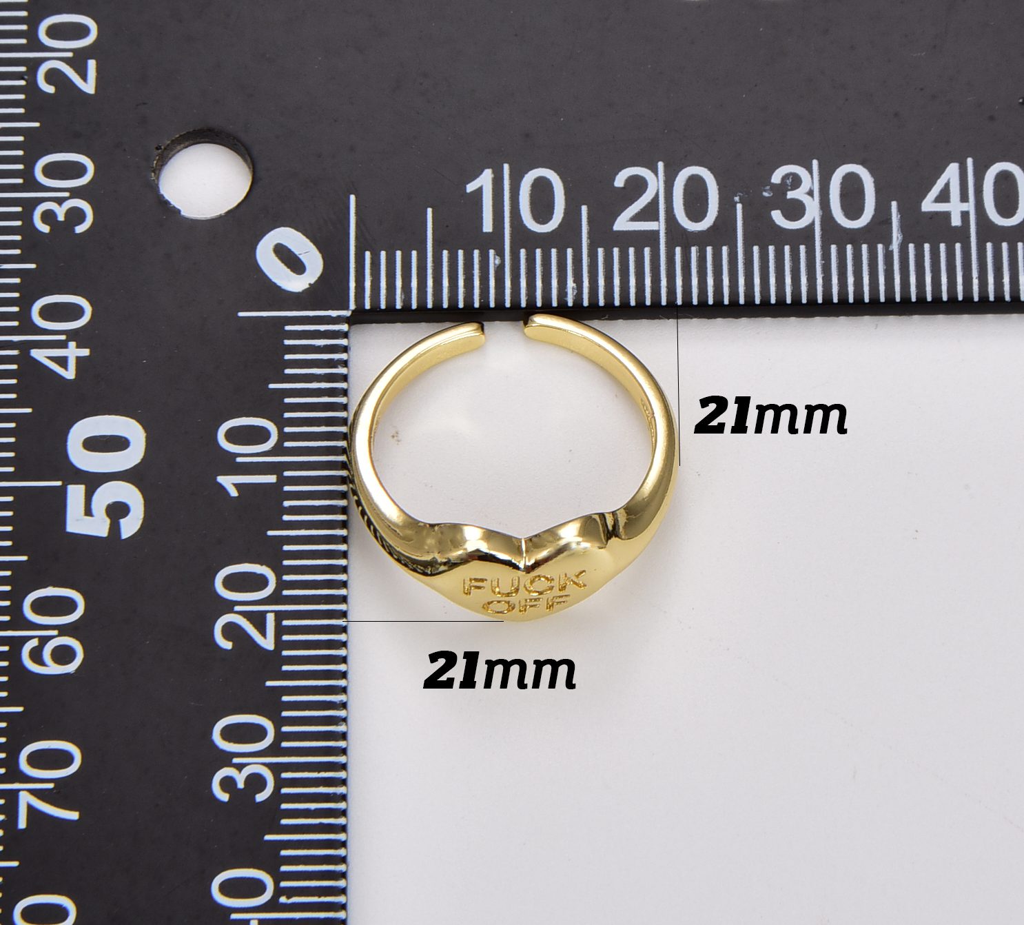 Heart Shaped Signet Ring, Gold Filled Fuck Off Ring, Gold Heart Ring ...