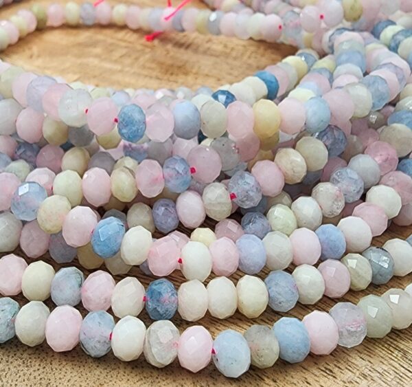 Grade AAA Natural Morganite Stone Bead, Natural Pink Blue White Multi Color Morganite Gemstone Bead Full Strand 15.5" 6x5mm, PRP825