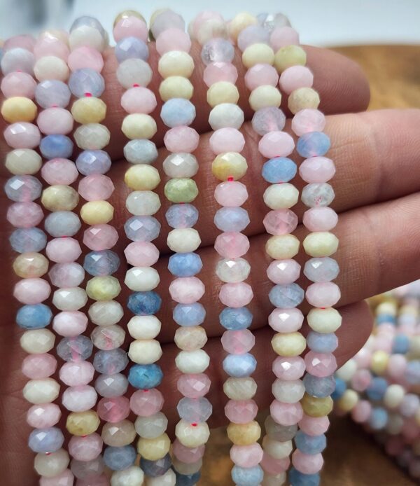 Grade AAA Natural Morganite Stone Bead, Natural Pink Blue White Multi Color Morganite Gemstone Bead Full Strand 15.5" 6x5mm, PRP825 - Image 2