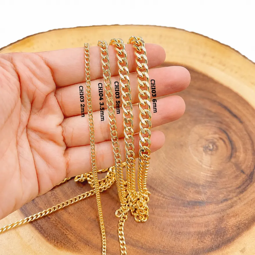 Gold Cuban Curb Chain by Foot, Cuban Curb Chain, Wholesale Bulk Roll Chain for Jewelry Making, CH103|CH104