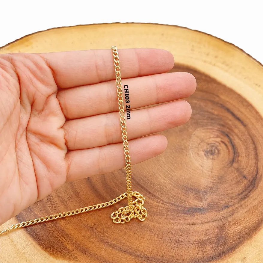 Gold Cuban Curb Chain by Foot, Cuban Curb Chain, Wholesale Bulk Roll Chain for Jewelry Making, CH103|CH104 - Image 2