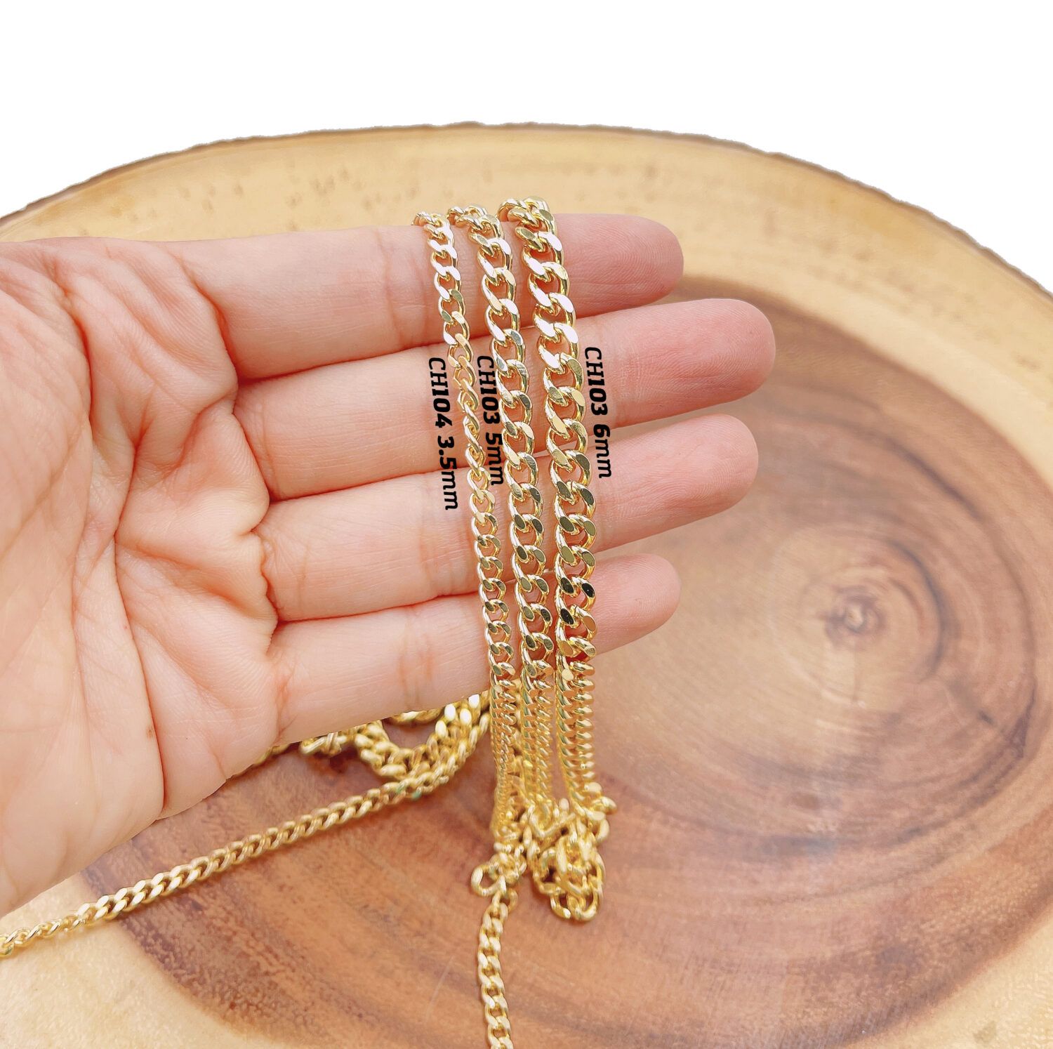 Gold Cuban Curb Chain by Foot, Cuban Curb Chain, Wholesale Bulk Roll Chain for Jewelry Making, CH103|CH104 - Image 3