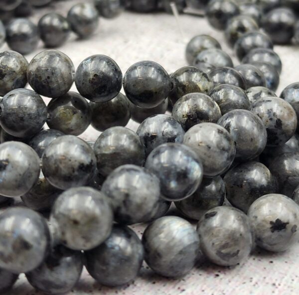 AAA Natural Larvikite 6mm 8mm 10mm Smooth Round Beads Aka Norway Moonstone Black Labradorite 15.5" Strand, GRN366 - Image 2