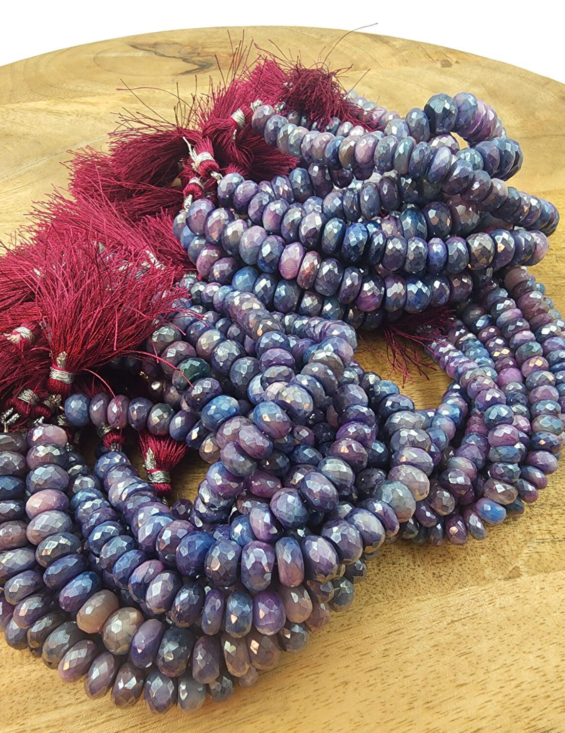 9mm Faceted Rondelle Purple Moonstone Mystic Coated Beads, 8 inches Bead  Strand, PRP043