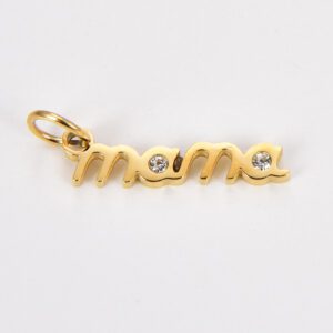 Dainty Gold Mama Charm, Stainless Steel, Gold Filled Mama Pendant, Mama Word Charm for Bracelet Necklace Earring Component, Mother's Day Gift, CP1800