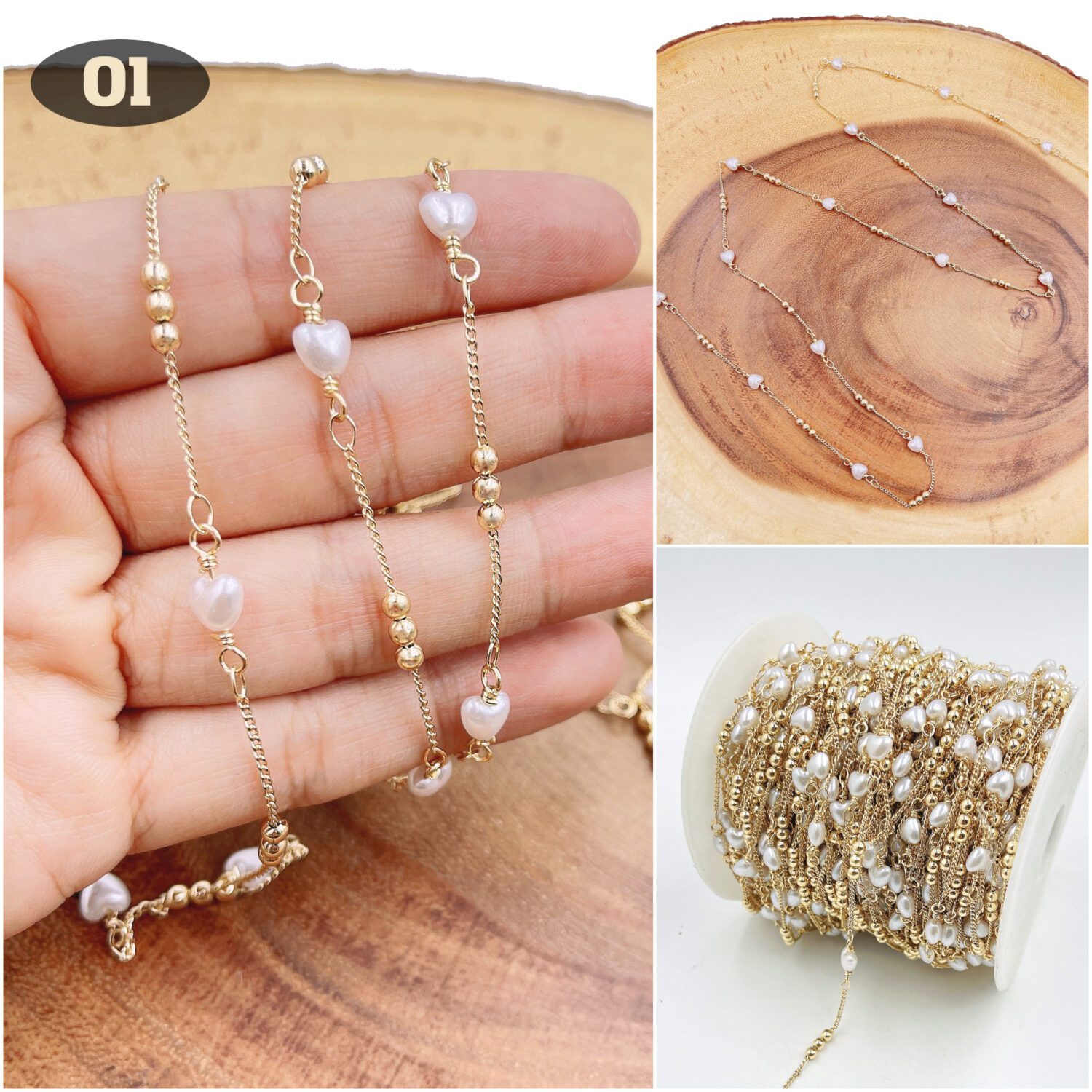 10 Meters Shell Charm Brass Gold Plated Chain for Jewelry 