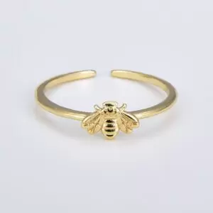 Dainty Bee Ring, Gold Filled Queen Bee Ring, Bee Inspired Jewelry, Minimalist Ring, Open Adjustable Stackable Ring, Gift for Her, RG173