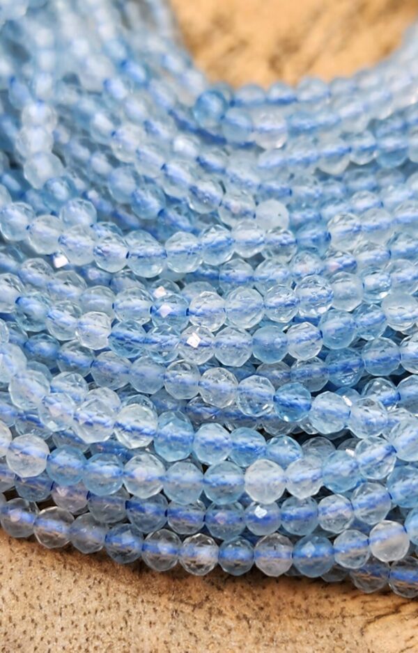 Shimmering Blue Aquamarine Beads, High Quality 2mm, 3mm and 4mm Faceted Round Gemstones, Full 15.5" Strand, PRP504 - Image 4