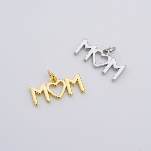 Dainty Mom Charm, Gold Filled Mom Pendant, Mothers Day Gift, Mom Pendant for Bracelet Necklace Component DIY Jewelry Making Supply, CP1848 - Image 3