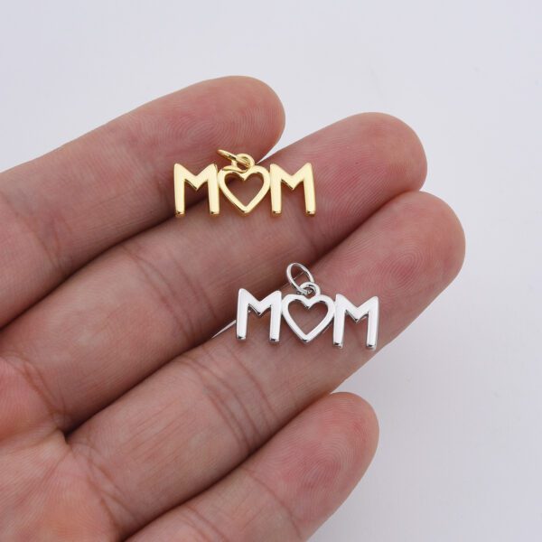 Dainty Mom Charm, Gold Filled Mom Pendant, Mothers Day Gift, Mom Pendant for Bracelet Necklace Component DIY Jewelry Making Supply, CP1848 - Image 2