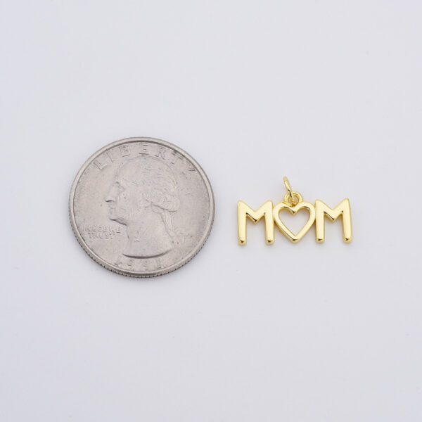 Dainty Mom Charm, Gold Filled Mom Pendant, Mothers Day Gift, Mom Pendant for Bracelet Necklace Component DIY Jewelry Making Supply, CP1848 - Image 7