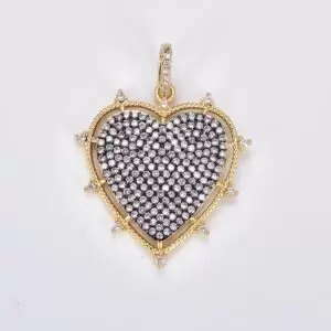 Large Heart Charm, Gold Filled Heart Pendant, Micro Pave CZ Heart Charm for Necklace Bracelet Jewelry Supply, 37x29mm, CP1865