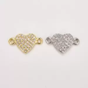 Dainty Heart Connector, Gold Filled Heart Pendant, CZ Micro Pave Heart Charm Connector for Bracelet Necklace Jewelry Making Supply, CN458