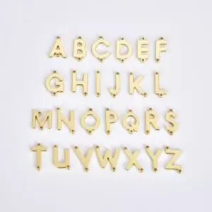 Dainty Initial Charm Connector, Gold Filled Alphabet Pendant, Letter A-Z Personalized Charm for Jewelry Supply Bracelet Necklace, CN459