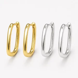 Gold Filled Rectangle Hoop Earrings, Minimalist Geometric Huggie Earrings, Modern Everyday Jewelry, Simple Gold Earrings, ER151