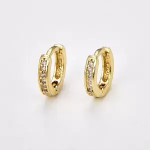 1 pair Dainty Huggie Hoop Earrings, Gold Filled Dainty CZ Huggie Earrings, Everyday Hoop, Minimalist Earrings, Gift Idea for Her, ER252