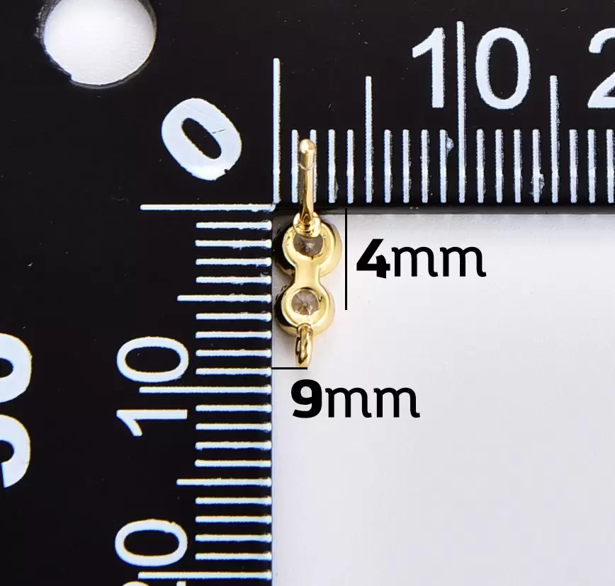1 pair Double Round Clear CZ Stud Earrings, Gold Filled Round Drop CZ Earrings, Open Loop Stud Earrings Supply, Gift for Her, 9x4mm, ER254 - Image 2