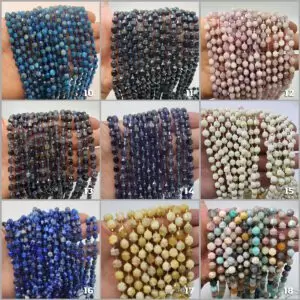 Natural Faceted Amazonite Tiger Eye Jade Lolite Lapis Gemstone Beads Star Cut Gemstone Spacer for Bracelet Necklace DIY Jewelry Making, Natural Chakra Beads GRN265 (Variation 10 to 18)