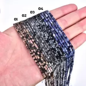 Gemstone Cube Shape Gemstone Beads Cut for Necklace DIY Jewelry Making Gemstone Strands Small Square Cube Beads 2x2mm, GRN382