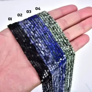 Gemstone Cube Shape Gemstone Beads Cut Black Lace Agate Sodanite Lapis Lazuli Nevada Turquoise for DIY Jewelry Making Cube Cut 2x2mm, GRN383
