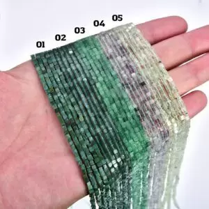 Jade River Jasper Aventurine Fluorite Prehnite Cube Cut Gemstone, Cube Shape Gemstone Beads for Necklace DIY Jewelry Making 2x2mm, GRN384