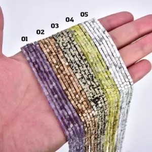 Amethyst Picture Jasper Dalmatian Dacite Buttermilk Jasper White Hownite Kyanite Cube Shape Gemstone Beads for Jewelry Making 2x2mm, GRN385