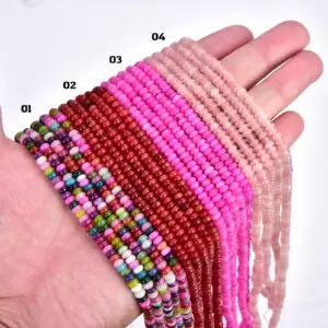 Great quality Quartz gemstone, Muti Ruby Pink & rose Quartz Rondelle Cut Gemstone Beads for Necklace DIY Jewelry Making 4x2mm, GRN387