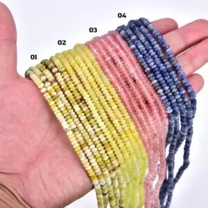 AAA Natural Yellow Opal, ButtermiLk Jasper, Pink Quartz, Sodanite Rondelle Cut Gemstone Beads for Necklace DIY Jewelry Making 4x2mm, GRN393
