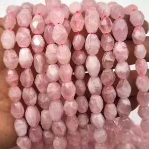 AAA Translucent Natural Pink Rose Quartz Faceted Oval Beads High Quality Gemstone 15.5" Strand 12x8mm, GRN395