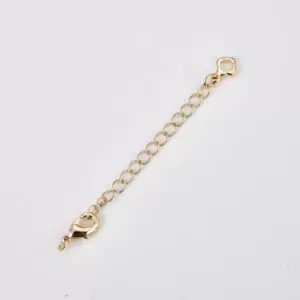 Gold Filled Chain Extender for Necklace Bracelet Supply Component Findings, Extension Chain Extenders w/ Clover Charm + Lobster Clasp, 62mm, CL551