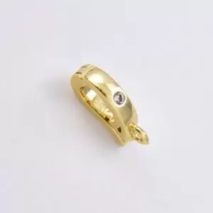 Dainty Pendant Bail Clasp, Gold Filled Bail Clasp, Enhancer Bail Latch-Back Closure, CZ Pave Bail Clasp, Closure Clasp, 13x8mm, CL554