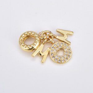 Dainty Mom Charm Pendant, Mother's Day Gift, Gold Filled Word Mom Charm for Bracelet Necklace Component DIY Jewelry Making Supply, CP1907