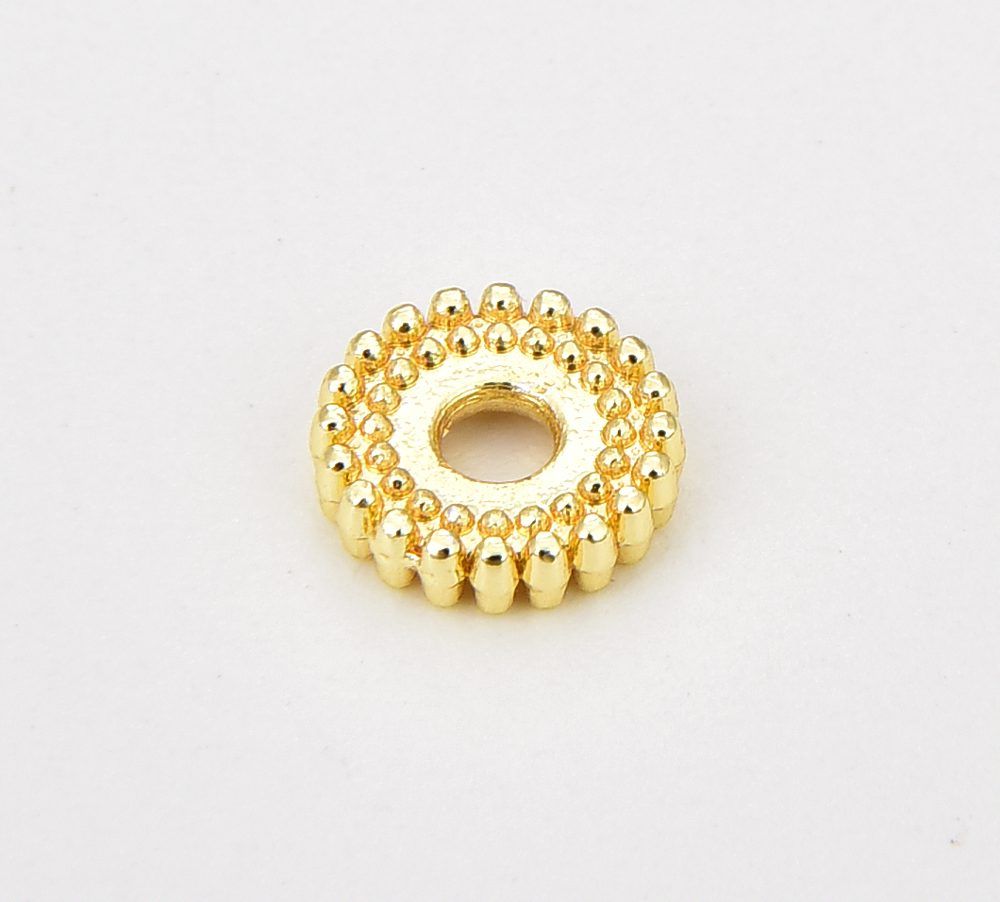 Flat Round Spacer Beads, Gold Filled Gear Shaped Spacer Bead for Bracelet  Necklace Supply, Big Hole Rondelle Spacer Beads, SP097