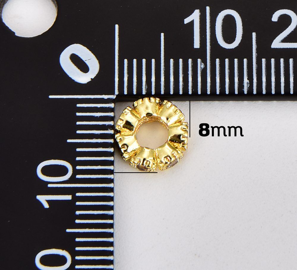 Flower Shaped Spacer Beads, Gold Filled Rondelle CZ Micro Pave Spacer Bead  for Bracelet Necklace Supply, Big Hole Spacer Beads, SP098 - BeadsCreation4u