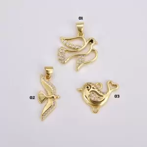 Dainty Bird Charm, Gold Filled Flying Dove Pendant, Animal Charm Connector for Necklace Bracelet Earrings Jewelry Making Supply, CP_Batch82