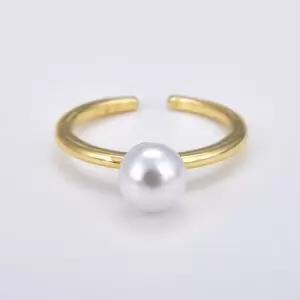 White Pearl Ring, Gold Filled Adjustable Ring, Minimalist Freshwater Pearl Stackable Ring, Promise Purity Rings for Women Teen Girls, RG190