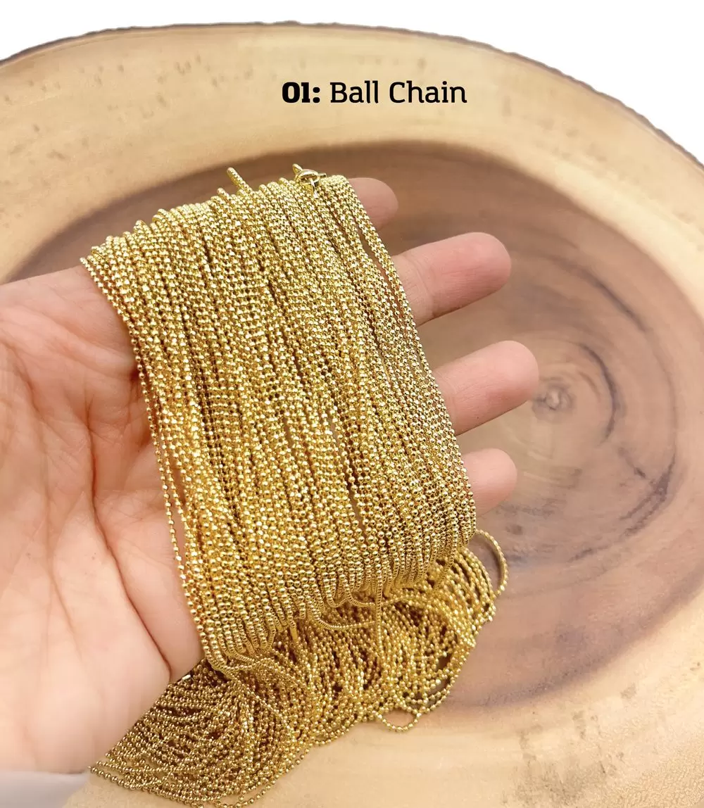 18" Ball Bead Chain, Box Chain, Rolo Cable Chain, 18 Inch Gold Filled Layering Chain, Wholesale Bulk Roll Chain for Jewelry Making, CH317 - Image 5