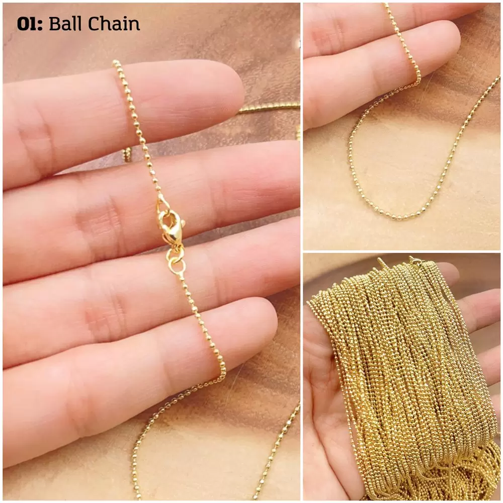 18" Ball Bead Chain, Box Chain, Rolo Cable Chain, 18 Inch Gold Filled Layering Chain, Wholesale Bulk Roll Chain for Jewelry Making, CH317 - Image 2