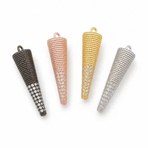 Gold Filled Cone Spike Charm Pendant, CZ Pave Rhinestone Cone Drop Connector for Necklace Bracelet DIY Jewelry Making Supplies, CP073