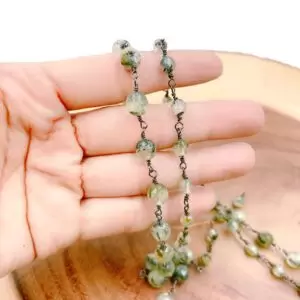 Prenite Beaded Chain, Wholesale Bulk Roll Beaded Chain in Gunmetal for Necklace Bracelet Jewelry Making, 6mm, CH208