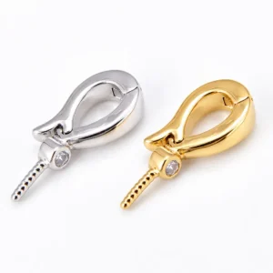 Gold Filled CZ Pendant Bail, Swivel Charm Holder Hook, Rhinestone Jewelry Connector for Necklace Bracelet Making Supplies, CL556
